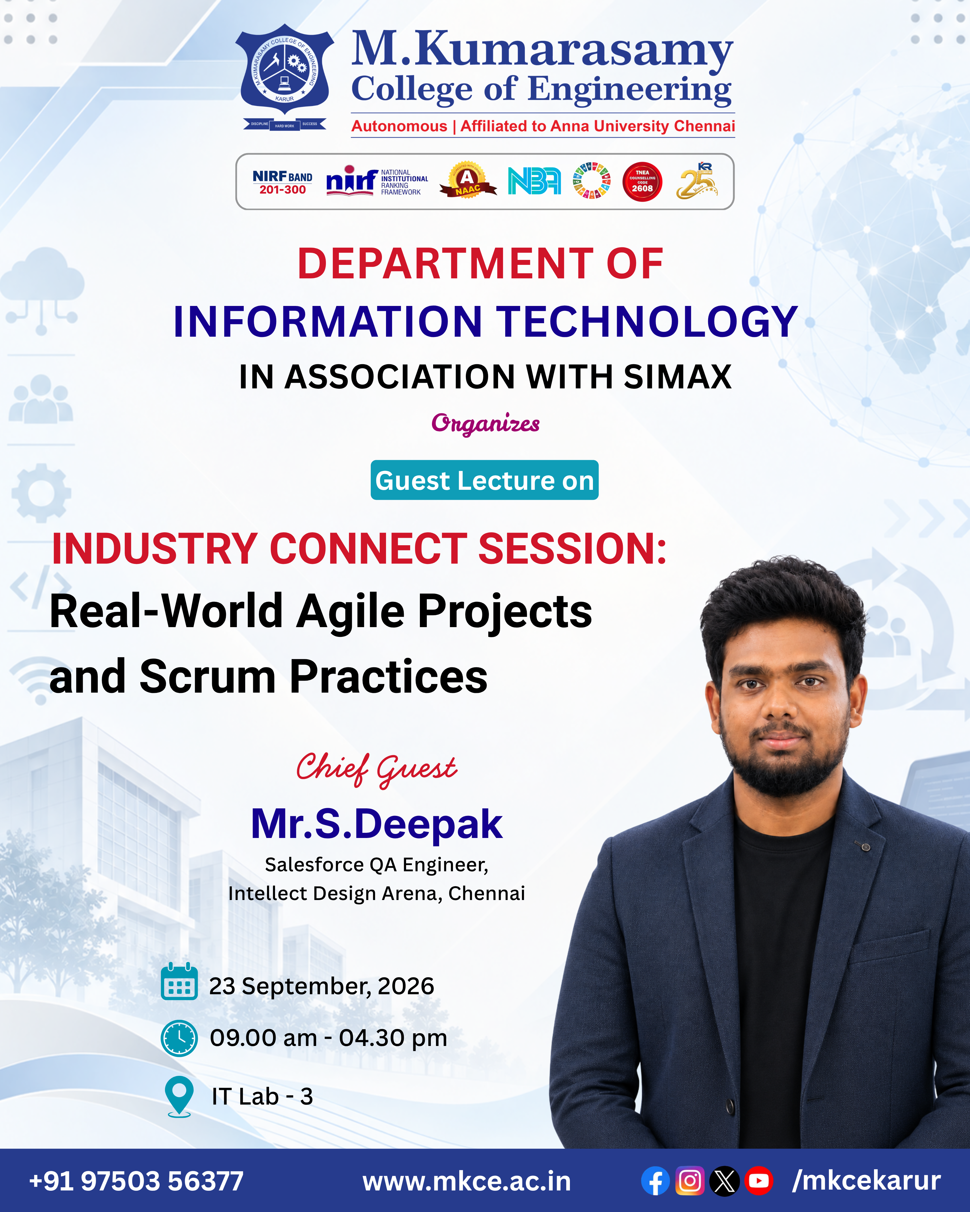 Department of Information Technology - Industry Connect Session on Real-World Agile Projects & Scrum